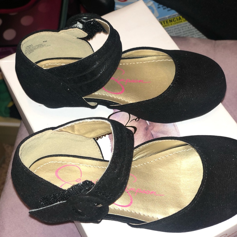 Cute toddler girl black dress shoe